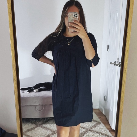 Ulla Johnson Dresses & Skirts - Ulla Johnson Navy Crochet Trim Mini Cotton Dress